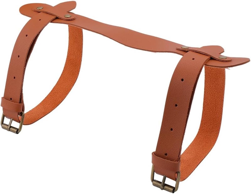 CALFOVERA PU Leather Picnic Blanket Carry Strap Portable Leather Handle Belt Rug Carrier Brown Outdoor Motorcycle Bedroll Adjustable Yoga Mat Strap Holder for Carpet Home Camping Travel Beaches - Image 1